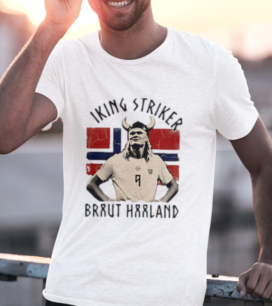 Braut Haaland Viking Striker Norway Flag T-Shirt
