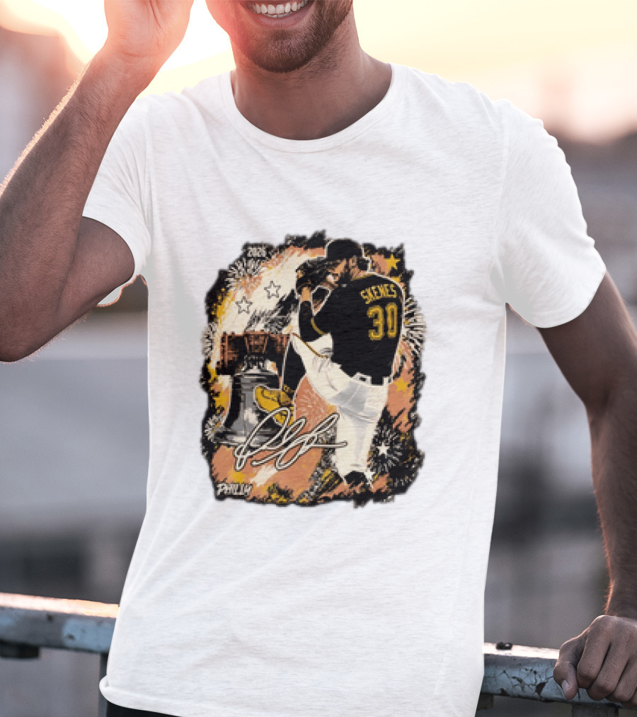 Pittsburgh Pirates Paul Skenes 30 MLB Players All Star Philly Collaboration Liberty Bell Fireworks T-Shirt