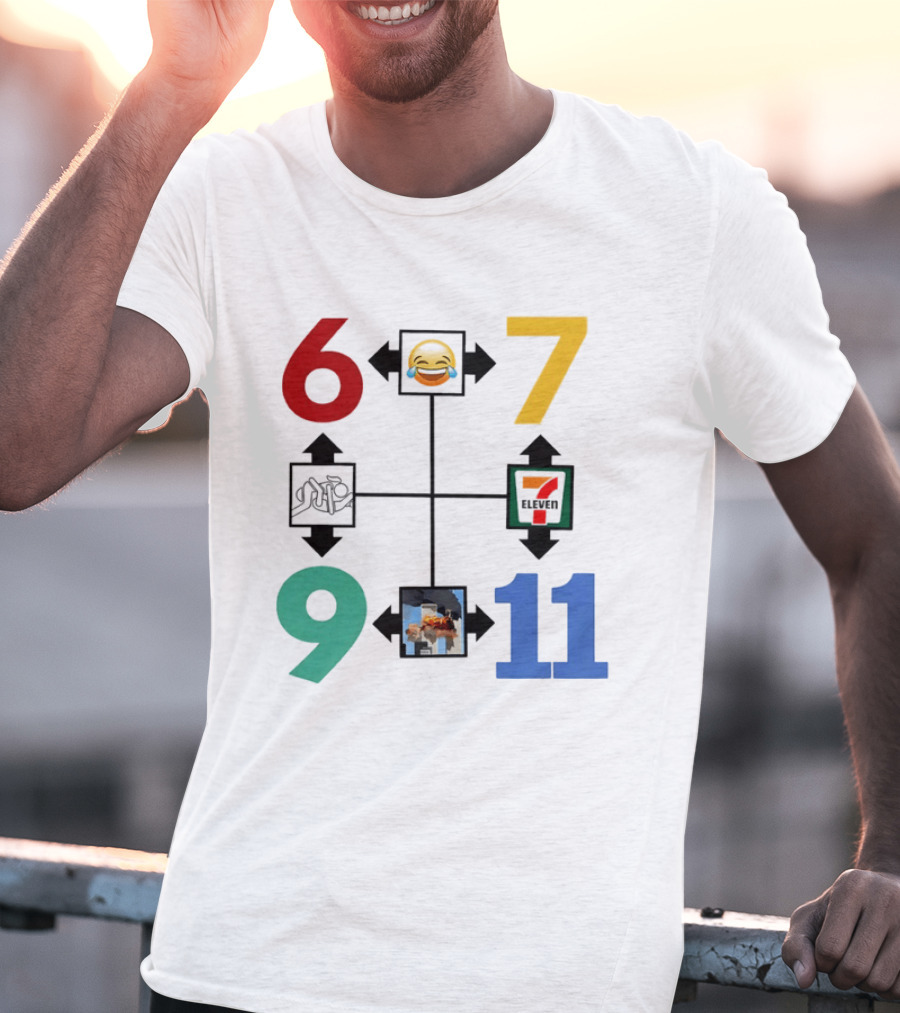 Six Seven 6 7 9 11 Emoji Wojak Meme Diagram Edgy Dark Humor T-Shirt