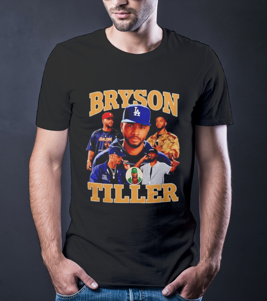 Bryson Tiller Collage With LA Cap And Multiple Outfits T-Shirt