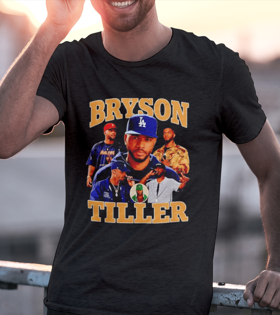 Bryson Tiller Collage With LA Cap And Multiple Outfits T-Shirt