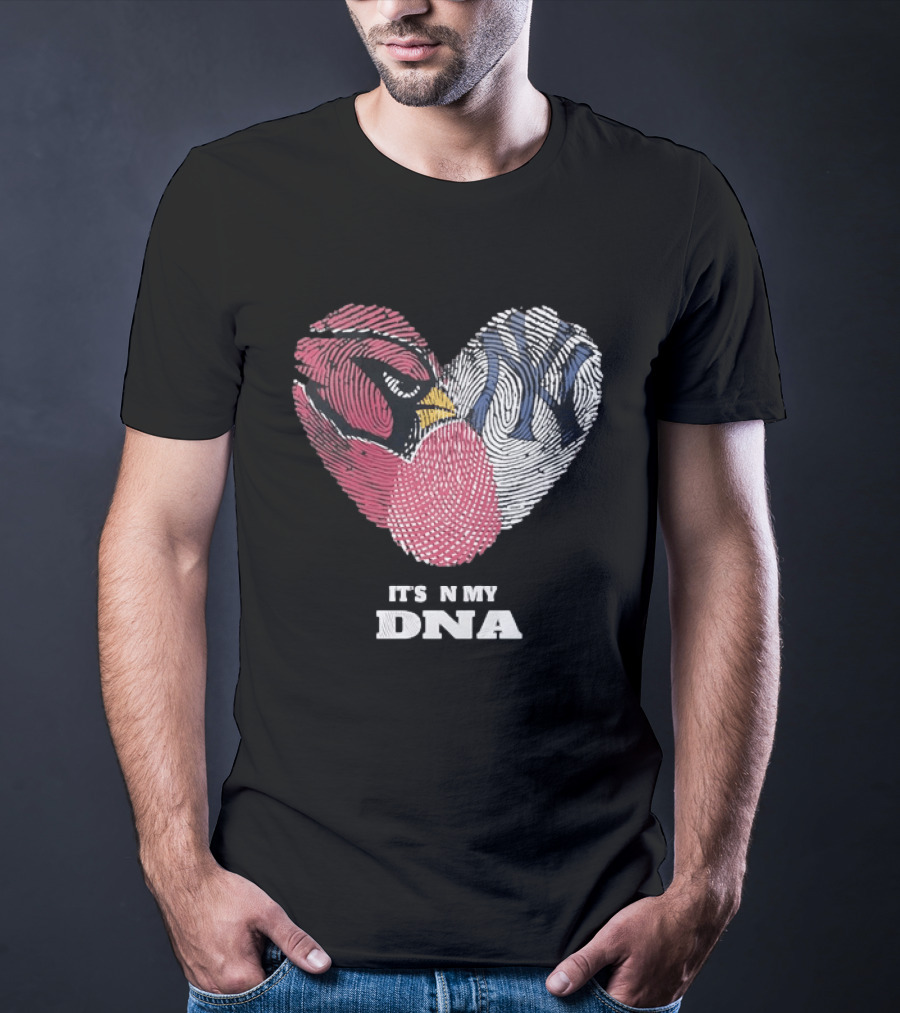 Cardinals Yankees It's In My DNA Fingerprint Heart Fan T-Shirt