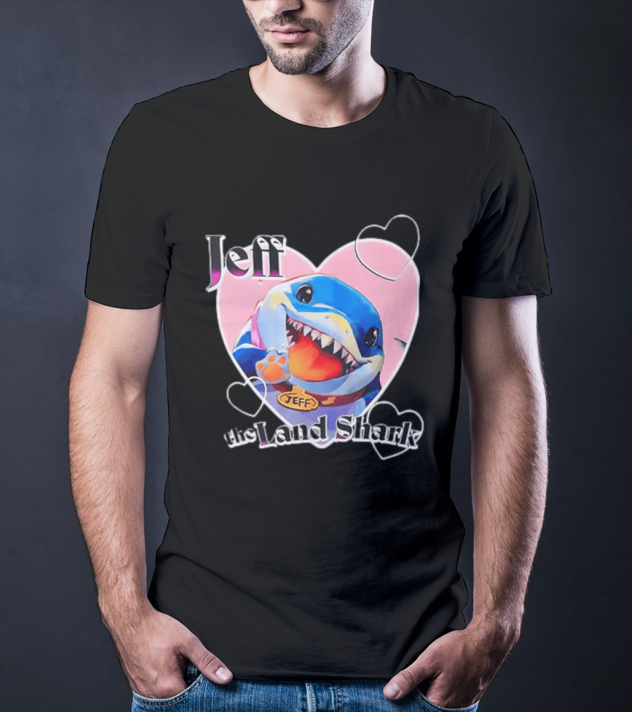 Jeff The Land Shark Heart Pink Love Hearts T-Shirt