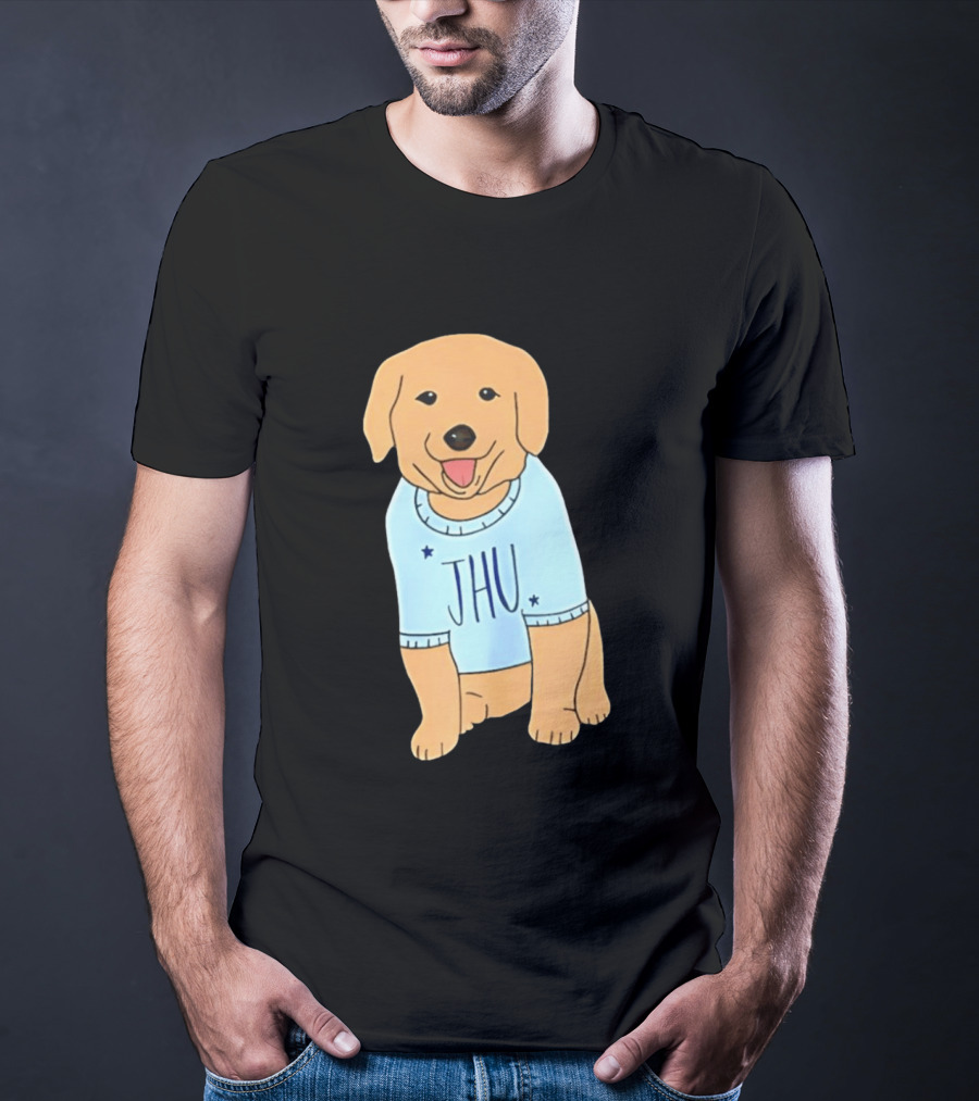 JHU Puppy In Light Blue Sweater T-Shirt