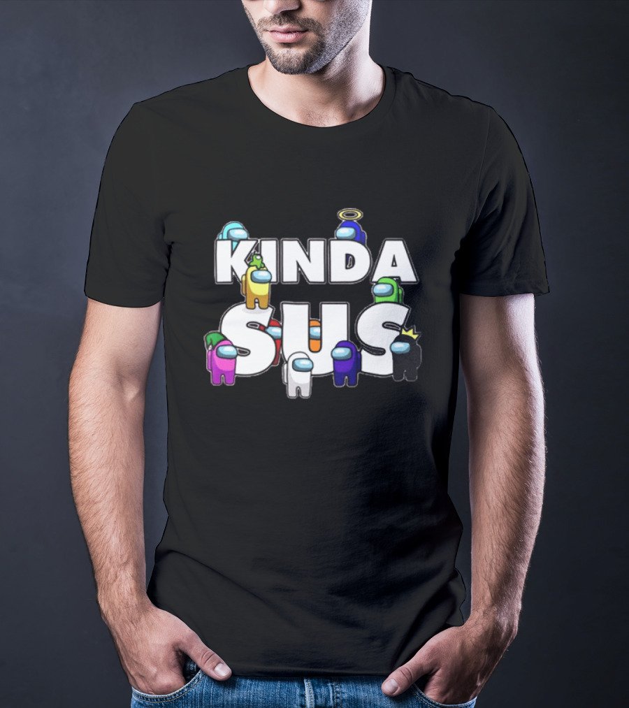 Kinda Sus Among Us Crewmates Halo Crown Funny Game Reference T-Shirt