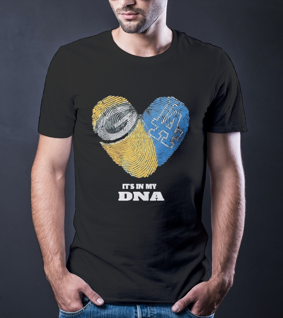 Green Bay Packers Los Angeles Dodgers It's In My DNA Fingerprint Heart T-Shirt