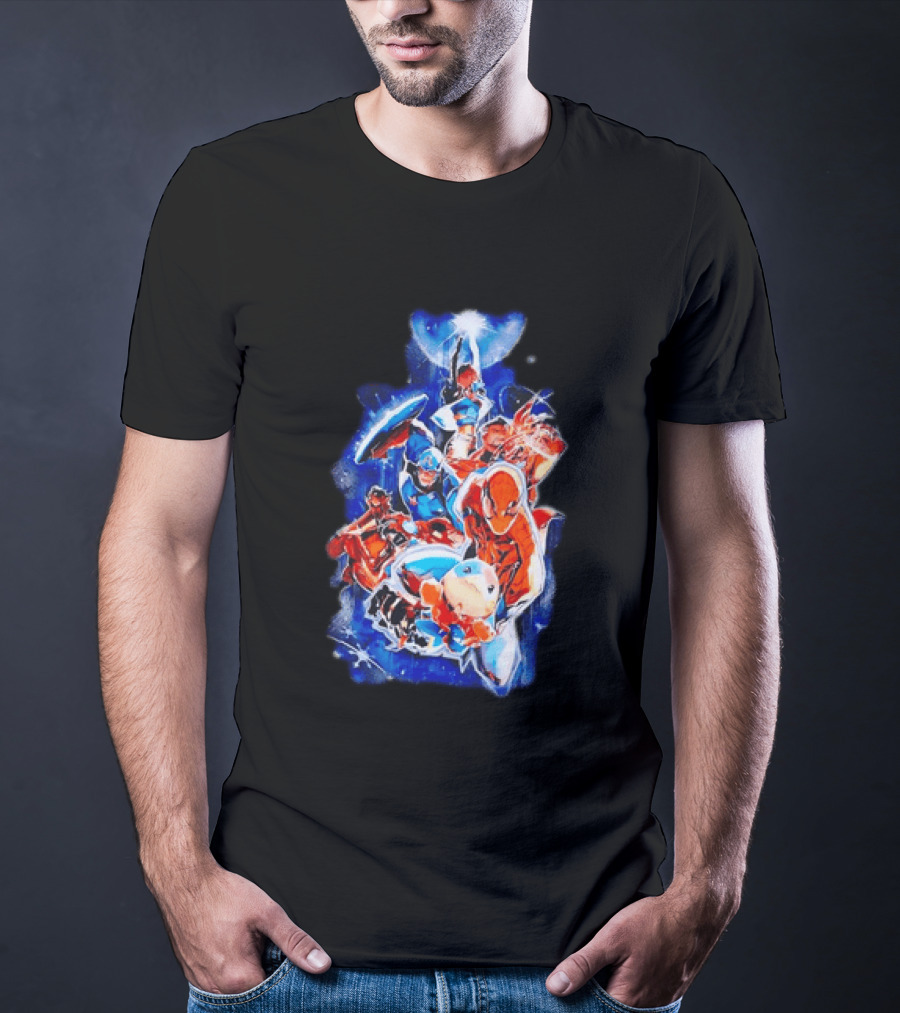 Marvel Captain America Spider Man Doctor Strange Avengers Team Mashup T-Shirt
