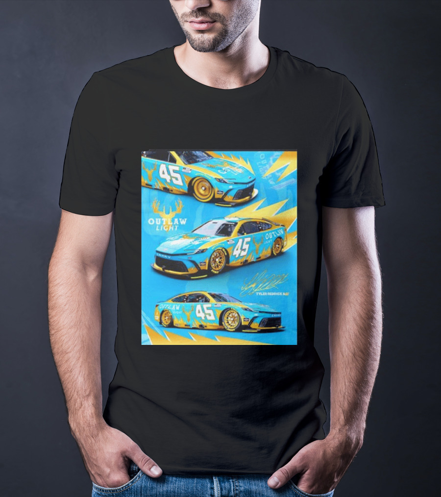 Tyler Reddick 45 Outlaw Light NASCAR Cup Series Toyota Camry Racing Car T-Shirt