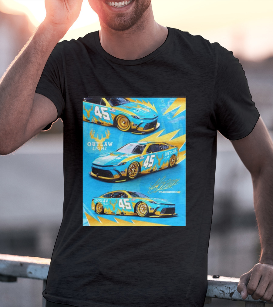 Tyler Reddick 45 Outlaw Light NASCAR Cup Series Toyota Camry Racing Car T-Shirt