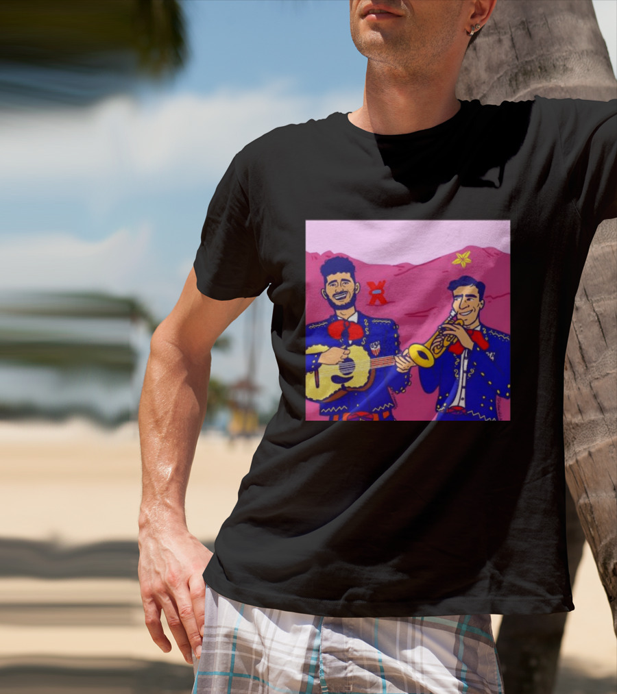 USA Mariachi Musicians Mexican Culture Guitar Trumpet Stars Mountains T-Shirt