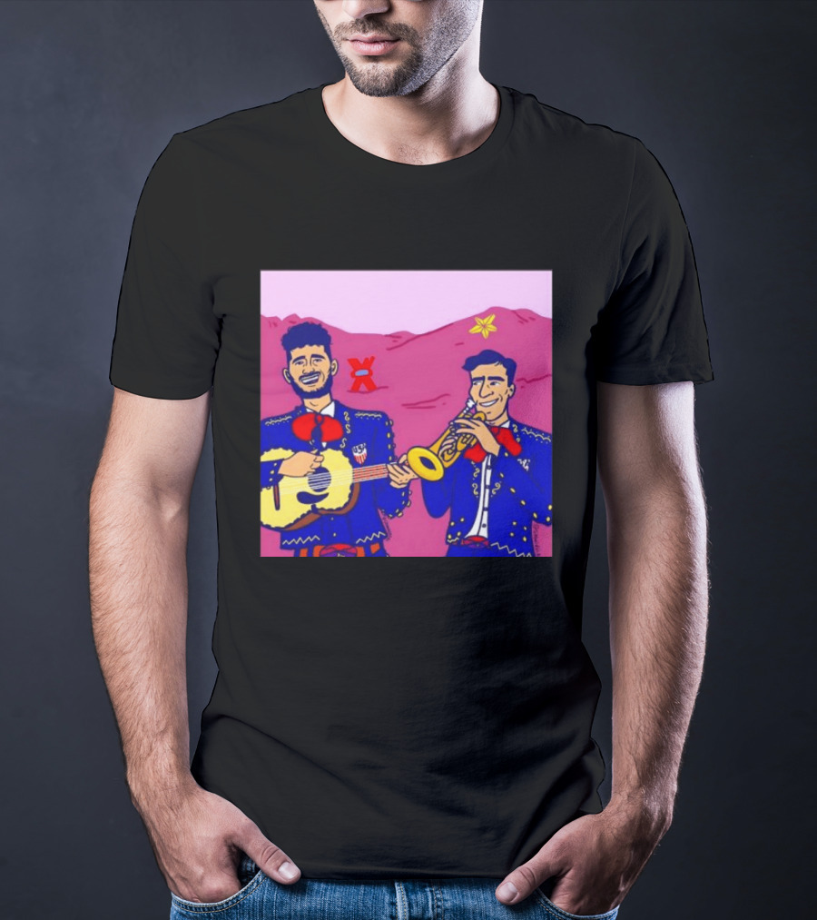 USA Mariachi Musicians Mexican Culture Guitar Trumpet Stars Mountains T-Shirt