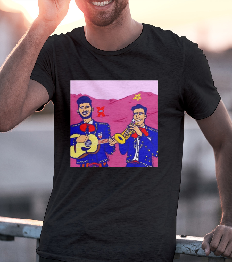 USA Mariachi Musicians Mexican Culture Guitar Trumpet Stars Mountains T-Shirt
