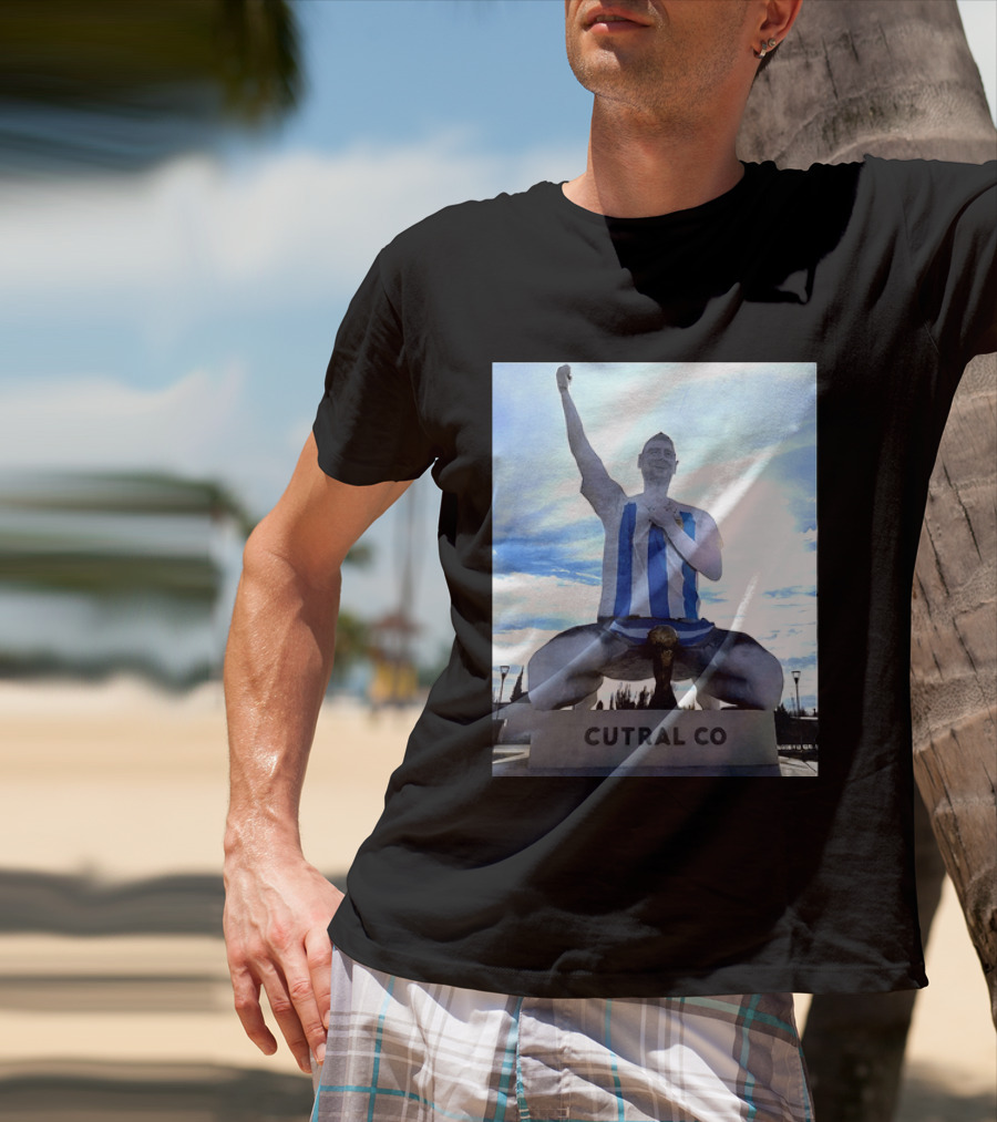 Messi Argentina Sculpture Cutral Co Legendary Statue Victory Celebration T-Shirt