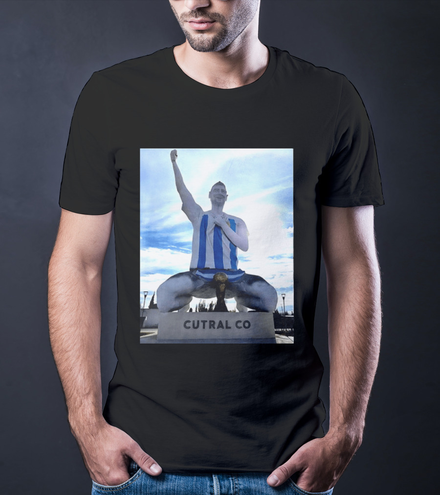 Messi Argentina Sculpture Cutral Co Legendary Statue Victory Celebration T-Shirt