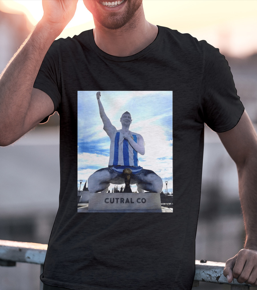 Messi Argentina Sculpture Cutral Co Legendary Statue Victory Celebration T-Shirt