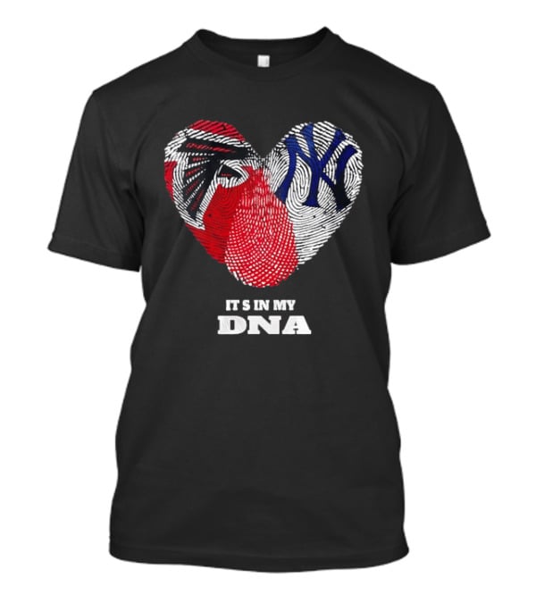 Atlanta Falcons New York Yankees It's In My DNA Fingerprint Heart T-Shirt