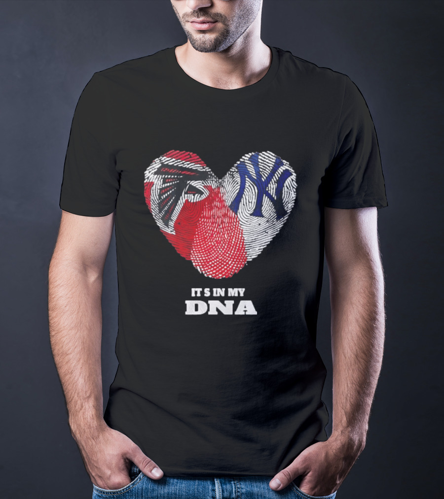 Atlanta Falcons New York Yankees It's In My DNA Fingerprint Heart T-Shirt
