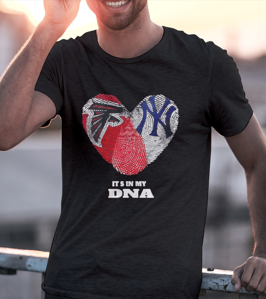 Atlanta Falcons New York Yankees It's In My DNA Fingerprint Heart T-Shirt