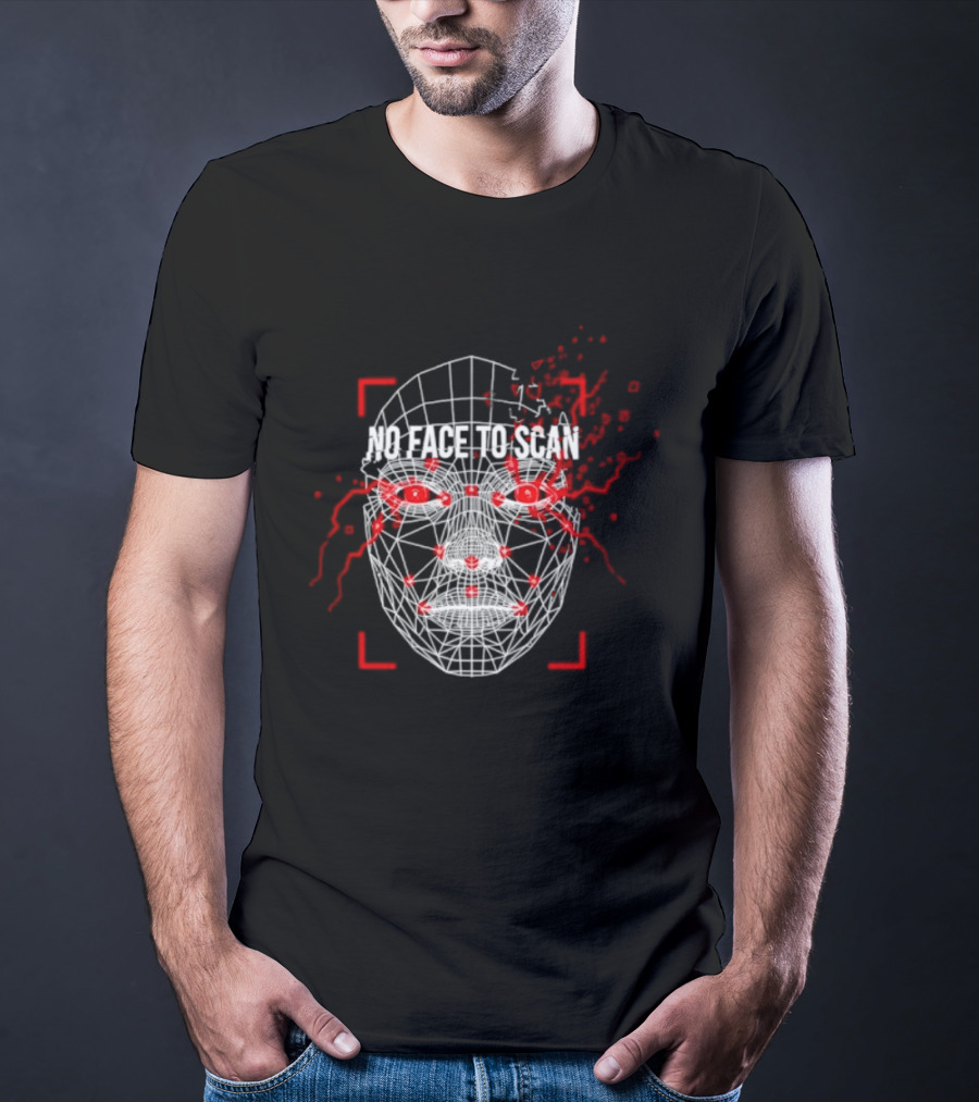 No Face To Scan Anti Surveillance 2026 Grid With Red Marks And Dots T-Shirt