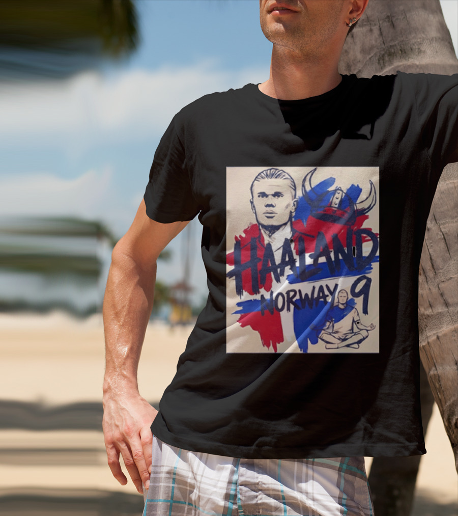 Norway Haaland Number 9 Viking Helmet Football T-Shirt