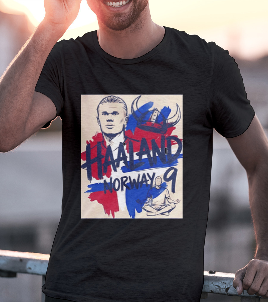 Norway Haaland Number 9 Viking Helmet Football T-Shirt