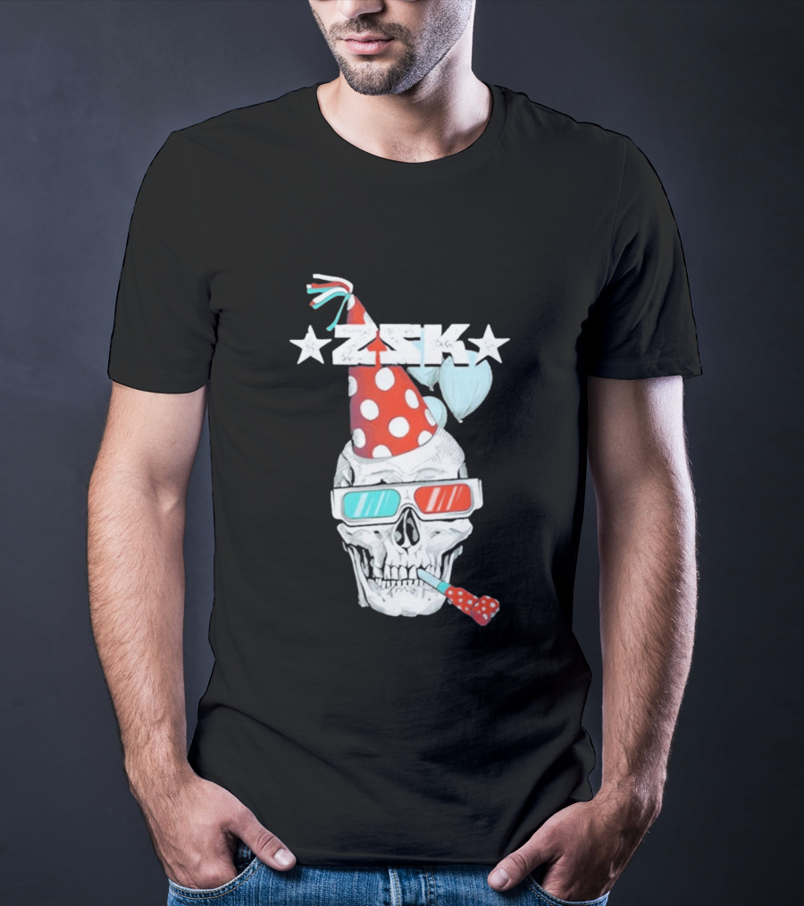 ZSK Skull Party Hat 3D Glasses Fun T-Shirt