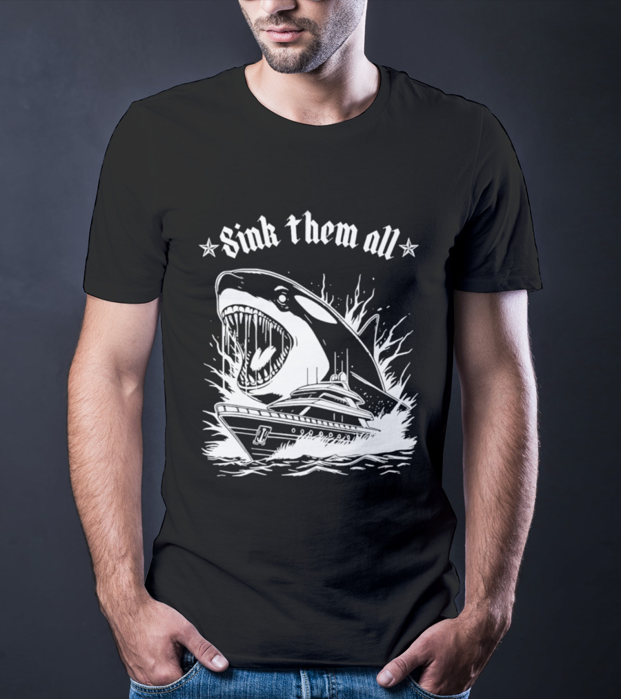Sink Them All Orca Yacht Attack Scene T-Shirt