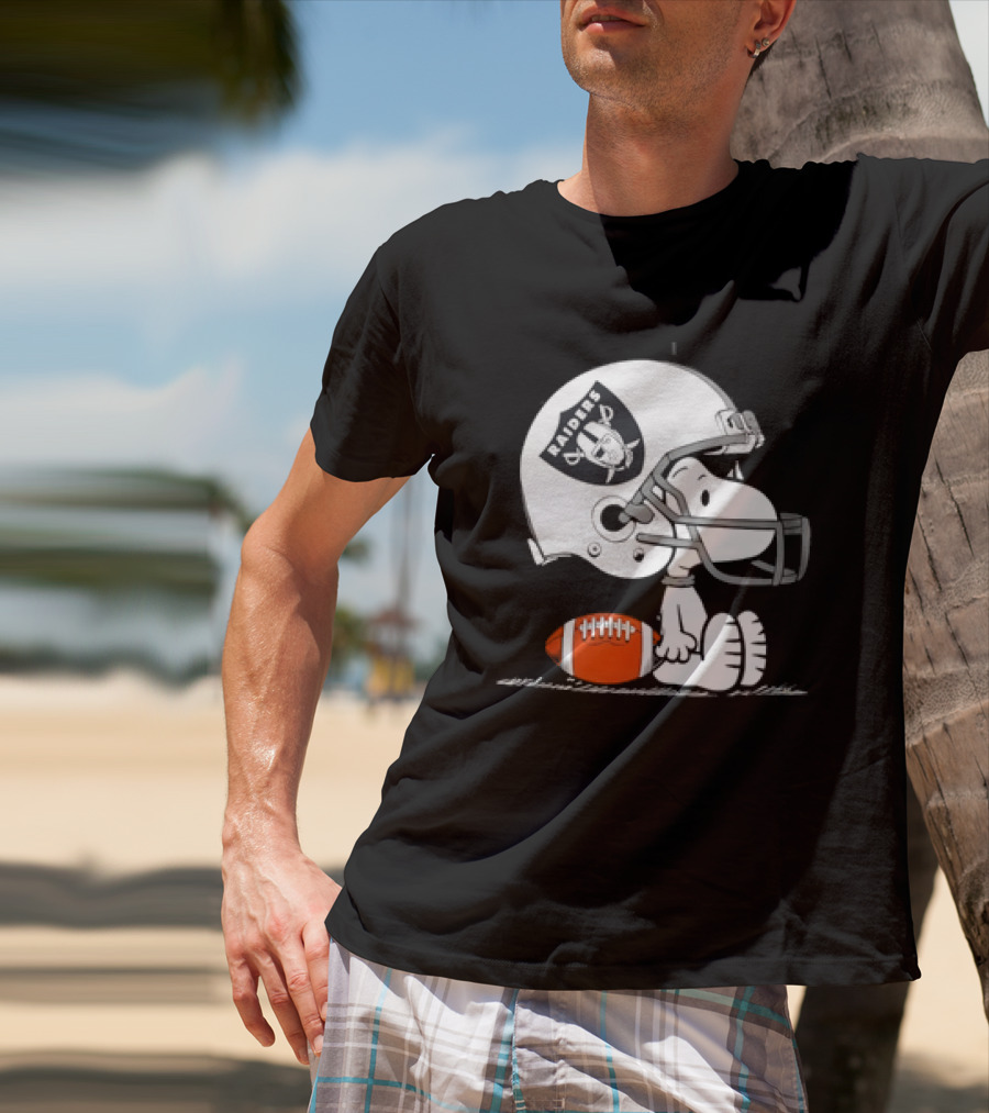 Snoopy Las Vegas Raiders Football Helmet Collaboration Peanuts NFL T-Shirt