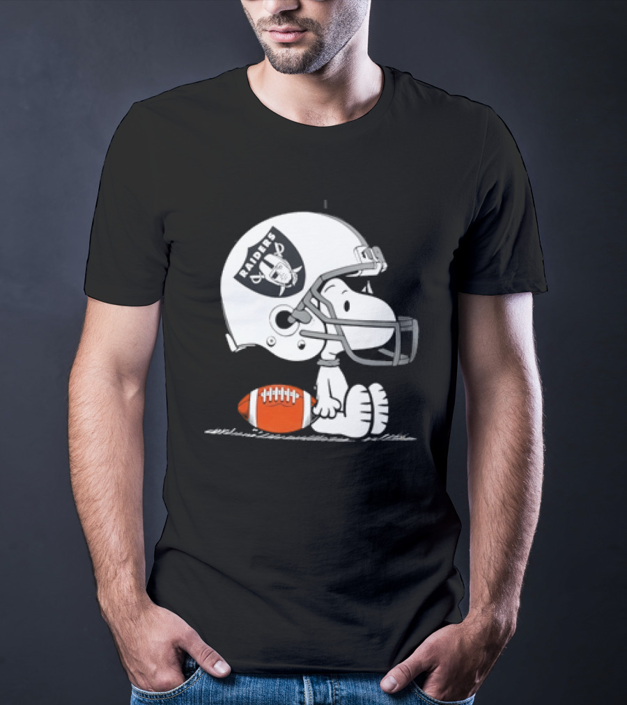 Snoopy Las Vegas Raiders Football Helmet Collaboration Peanuts NFL T-Shirt