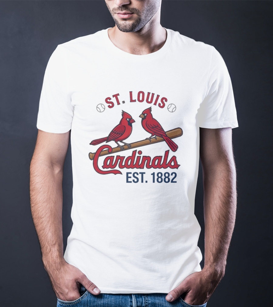 St Louis Cardinals Est 1882 Two Birds On Bat MLB Team T-Shirt
