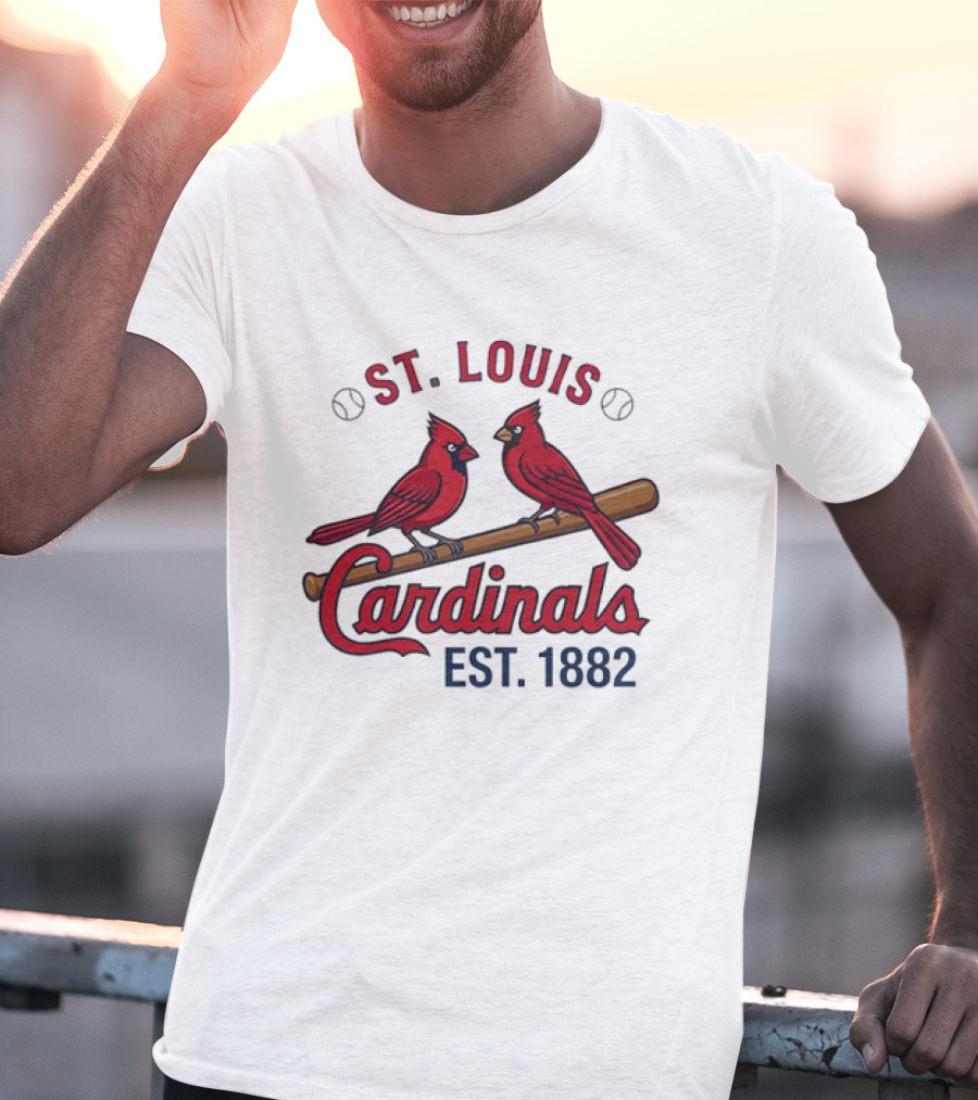 St Louis Cardinals Est 1882 Two Birds On Bat MLB Team T-Shirt