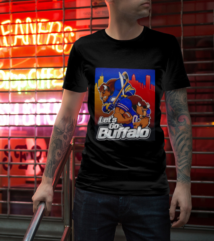 Let's Go Buffalo City Sports Teams Hockey Football Collage T-Shirt