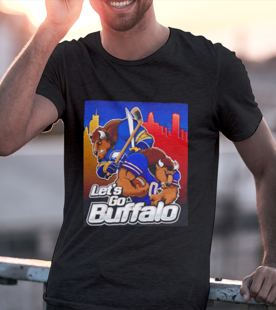 Let's Go Buffalo City Sports Teams Hockey Football Collage T-Shirt