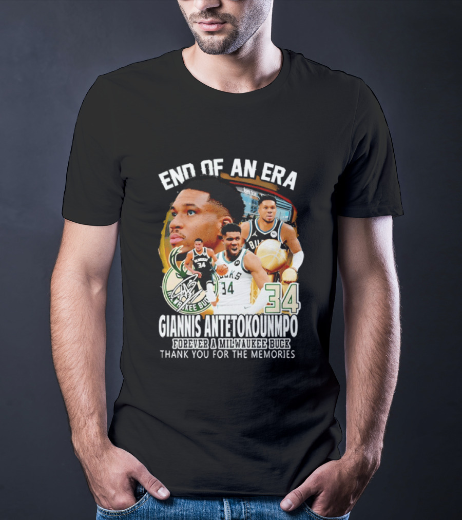 End Of An Era Giannis Antetokounmpo Milwaukee Bucks Thank You For The Memories T-Shirt