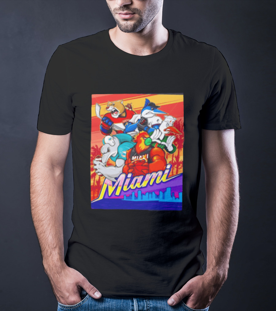 Miami Sports City Team Mascots Collage T-Shirt