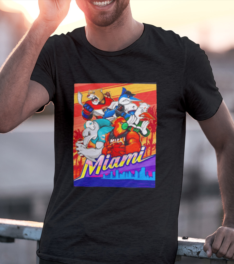 Miami Sports City Team Mascots Collage T-Shirt