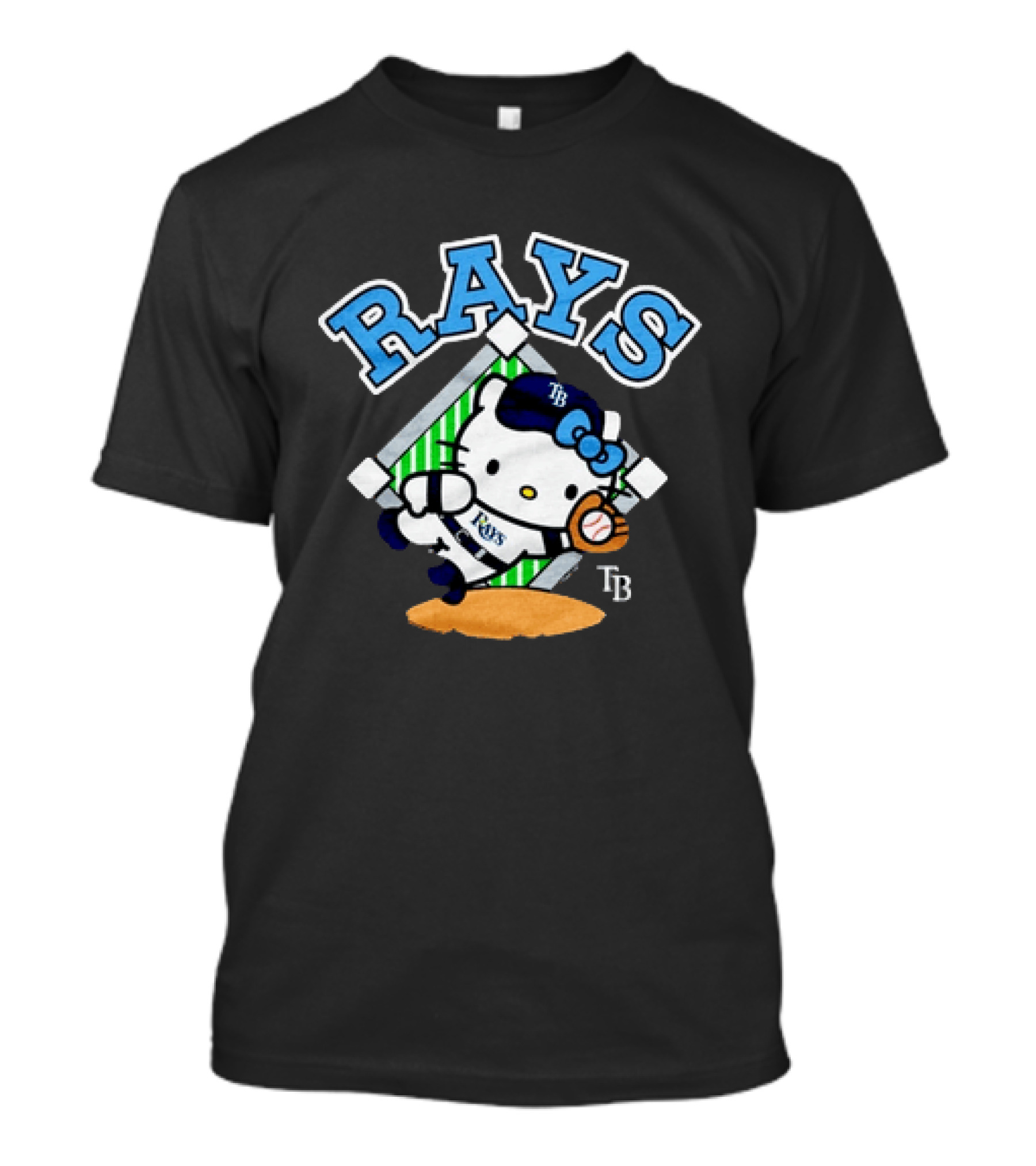 Hello Kitty Tampa Bay Rays MLB Baseball Player Cartoon With Ball T-Shirt