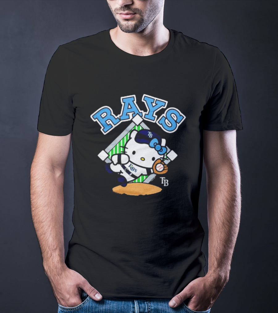 Hello Kitty Tampa Bay Rays MLB Baseball Player Cartoon With Ball T-Shirt