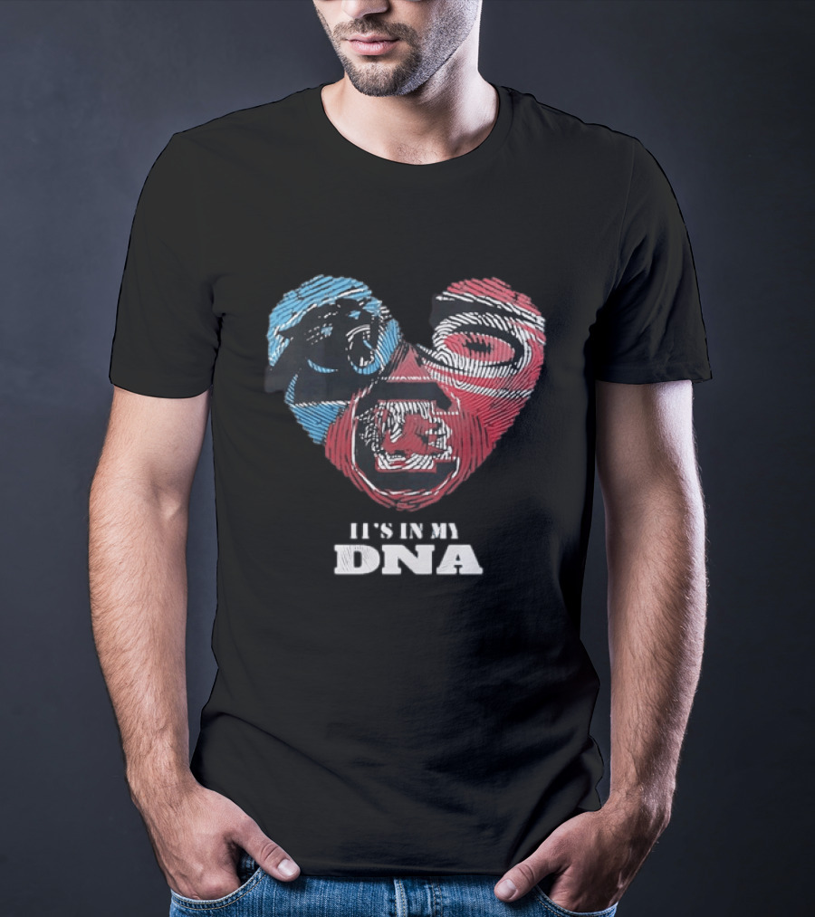 It's In My DNA Carolina Panthers Kansas City Chiefs Heart Shaped Fingerprint T-Shirt
