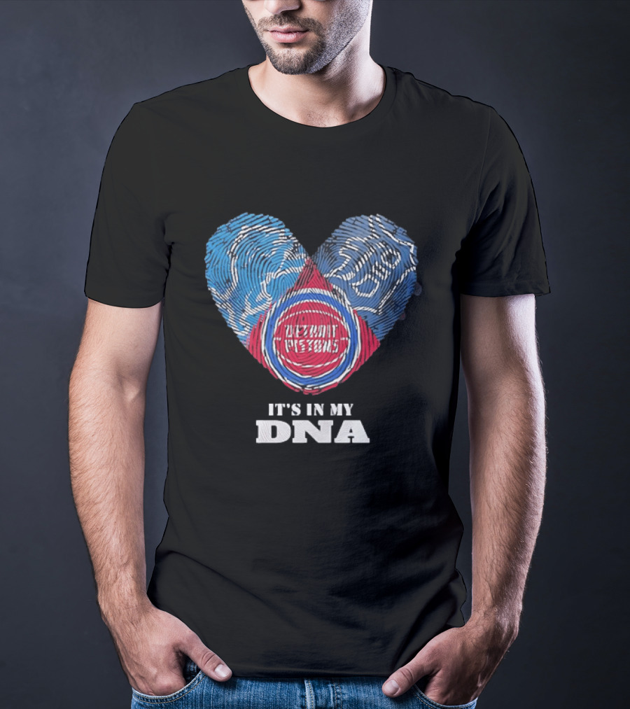 It's In My DNA Detroit Pistons Fingerprint Heart T-Shirt