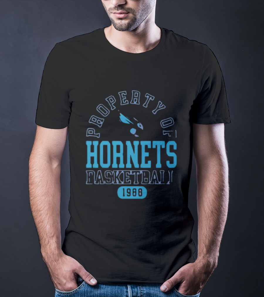 Property Of Hornets Basketball 1988 Teal Vintage Sports T-Shirt