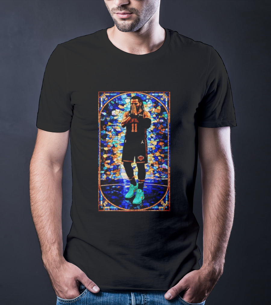 Jalen Brunson 11 New York Knicks Stained Glass Prayer NBA T-Shirt