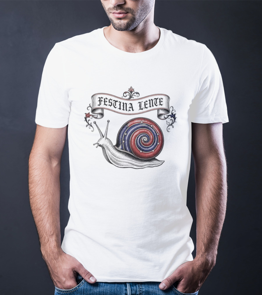 Festina Lente Latin Motto Snail Spiral T-Shirt