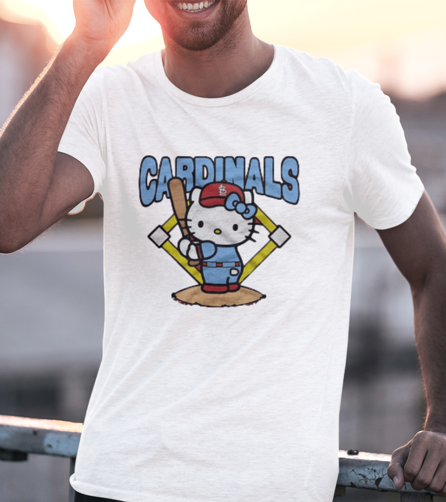 Hello Kitty St Louis Cardinals Baseball Batter MLB Cartoon T-Shirt