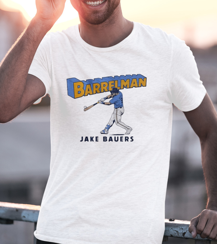 Milwaukee Brewers Barrelman Jake Bauers Swinging Bat T-Shirt