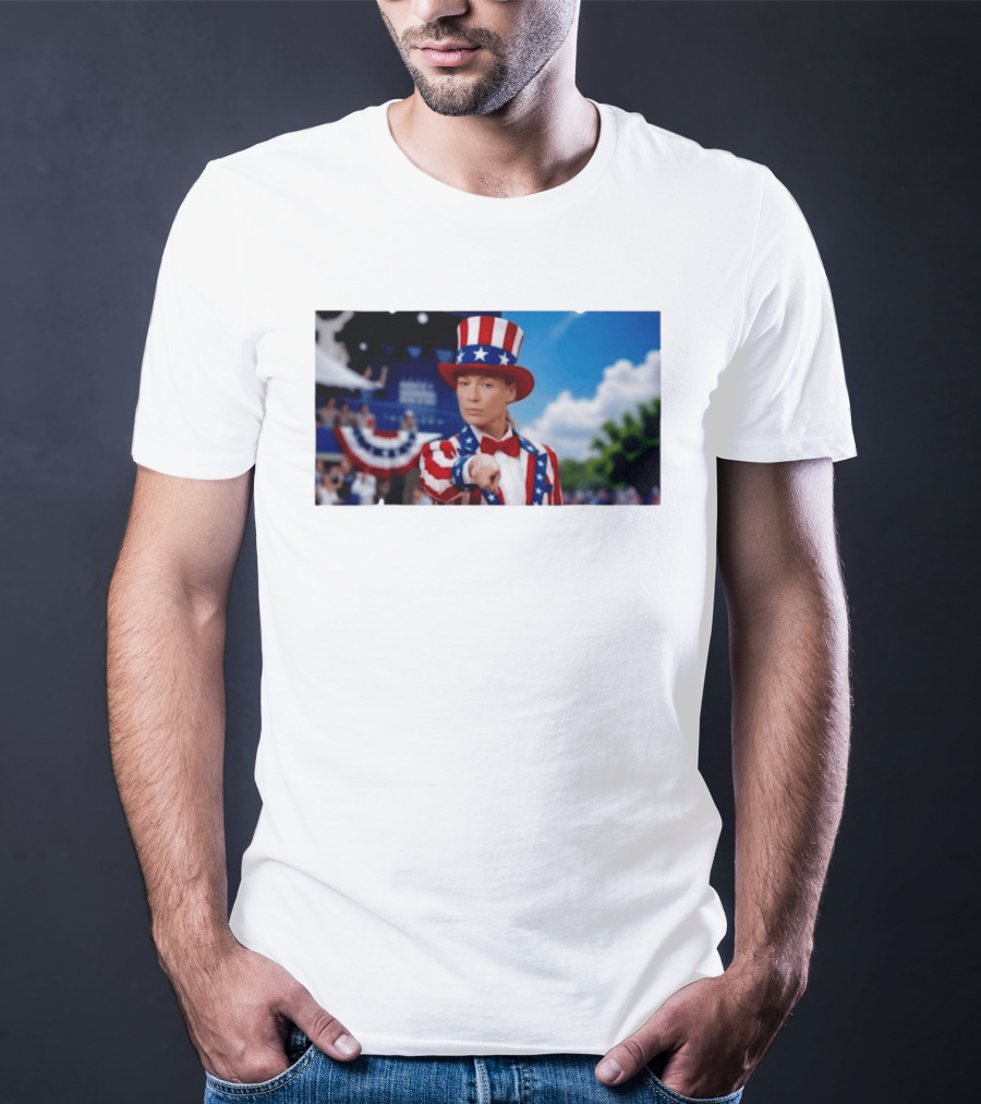 Sophia Cunningham Uncle Sam Patriotic Costume Red White Blue Stars And Stripes T-Shirt