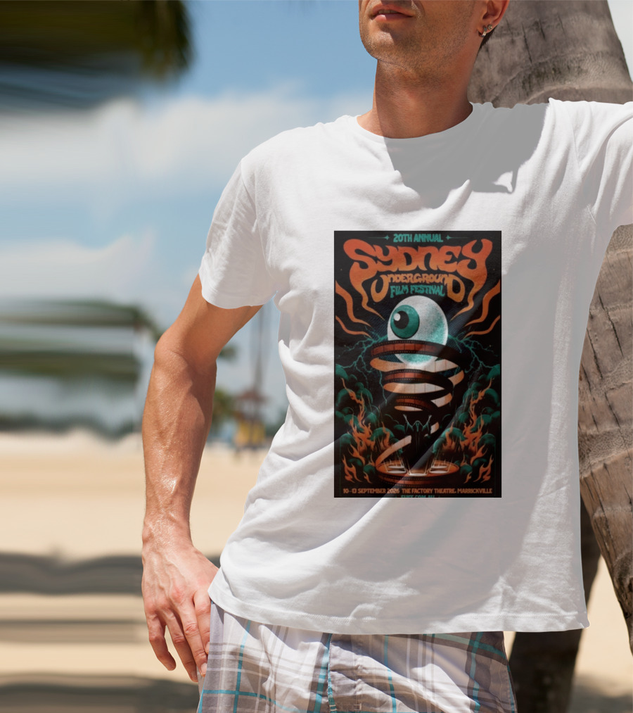 20th Annual Sydney Underground Film Festival Sept 10 13 2026 The Factory Theatre Marrickville Vintage Eye Spiral T-Shirt