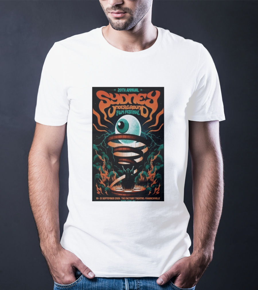 20th Annual Sydney Underground Film Festival Sept 10 13 2026 The Factory Theatre Marrickville Vintage Eye Spiral T-Shirt