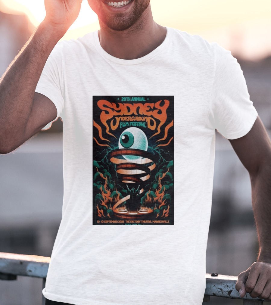 20th Annual Sydney Underground Film Festival Sept 10 13 2026 The Factory Theatre Marrickville Vintage Eye Spiral T-Shirt