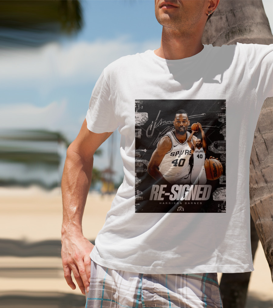 Re Signed Harrison Barnes Spurs 40 Basketball Return T-Shirt
